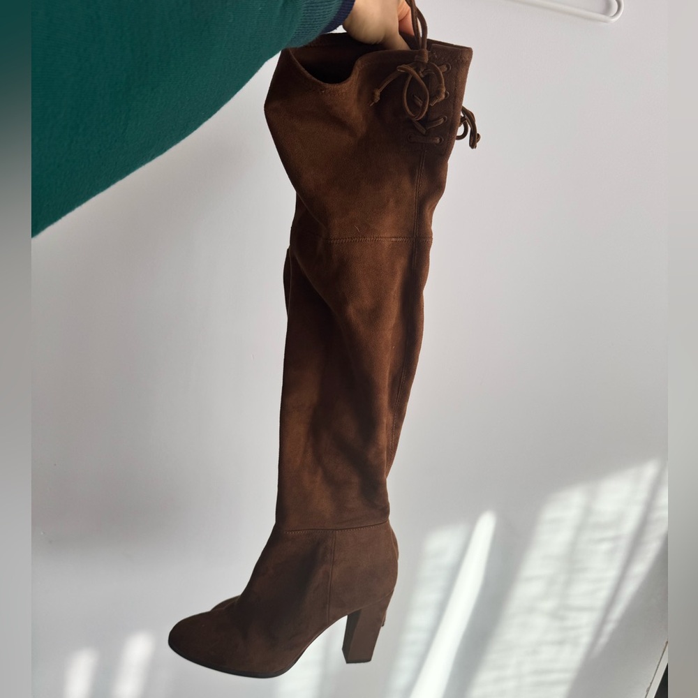 Vince camuto over the knee brown sweat heeled boots